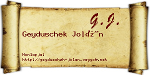 Geyduschek Jolán névjegykártya